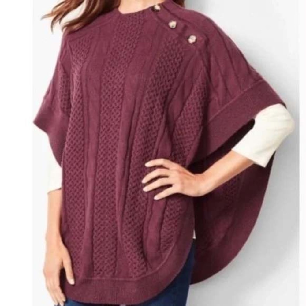 NWT TALBOTS Cable Knit Poncho Sweater Women's Medium